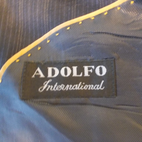 Adolfo International Men's 100% Wool Dark Blue 2 Button Blazer Jacket 46… - Picture 4 of 8